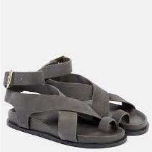 Women’s Gray Crisscross Suede Ankle Strap Sandals